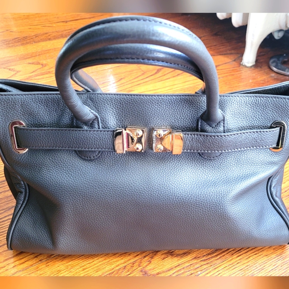 Leather designer handbag